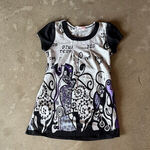D’ARA knit Graphic Tee dress- Black, White, and Purple
